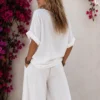 Λινό oversized πουκάμισο λευκό με κουμπιά