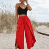 Παντελόνα φάκελος κόκκινη boho με σφηκοφωλιά