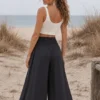 Παντελόνα φάκελος μαύρη boho με σφηκοφωλιά