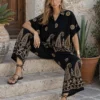 Σετ μαύρο πουκάμισο και παντελόνα με κεντήματα