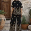Σετ μαύρο πουκάμισο και παντελόνα με κεντήματα