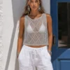 Πλεκτό lurex ασημί crop top