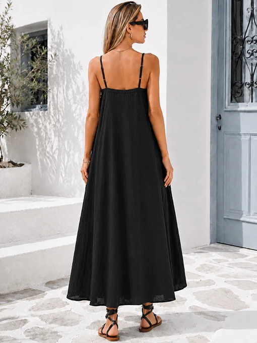 Maxi lingerie φόρεμα μαύρο με δαντέλα