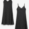 Maxi lingerie ασπρόμαυρο φόρεμα με δαντέλα