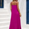 Maxi lingerie φόρεμα ματζέντα με δαντέλα