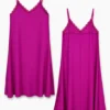Maxi lingerie φόρεμα ματζέντα με δαντέλα
