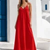 Maxi lingerie φόρεμα κόκκινο με δαντέλα
