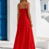 Maxi lingerie φόρεμα κόκκινο με δαντέλα