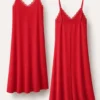 Maxi lingerie φόρεμα κόκκινο με δαντέλα