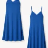 Maxi lingerie φόρεμα μπλε ρουά με δαντέλα