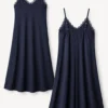 Maxi lingerie φόρεμα μπλε σκούρο με δαντέλα