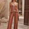 Σετ κεραμιδί zig zag με τοπ και παντελόνα